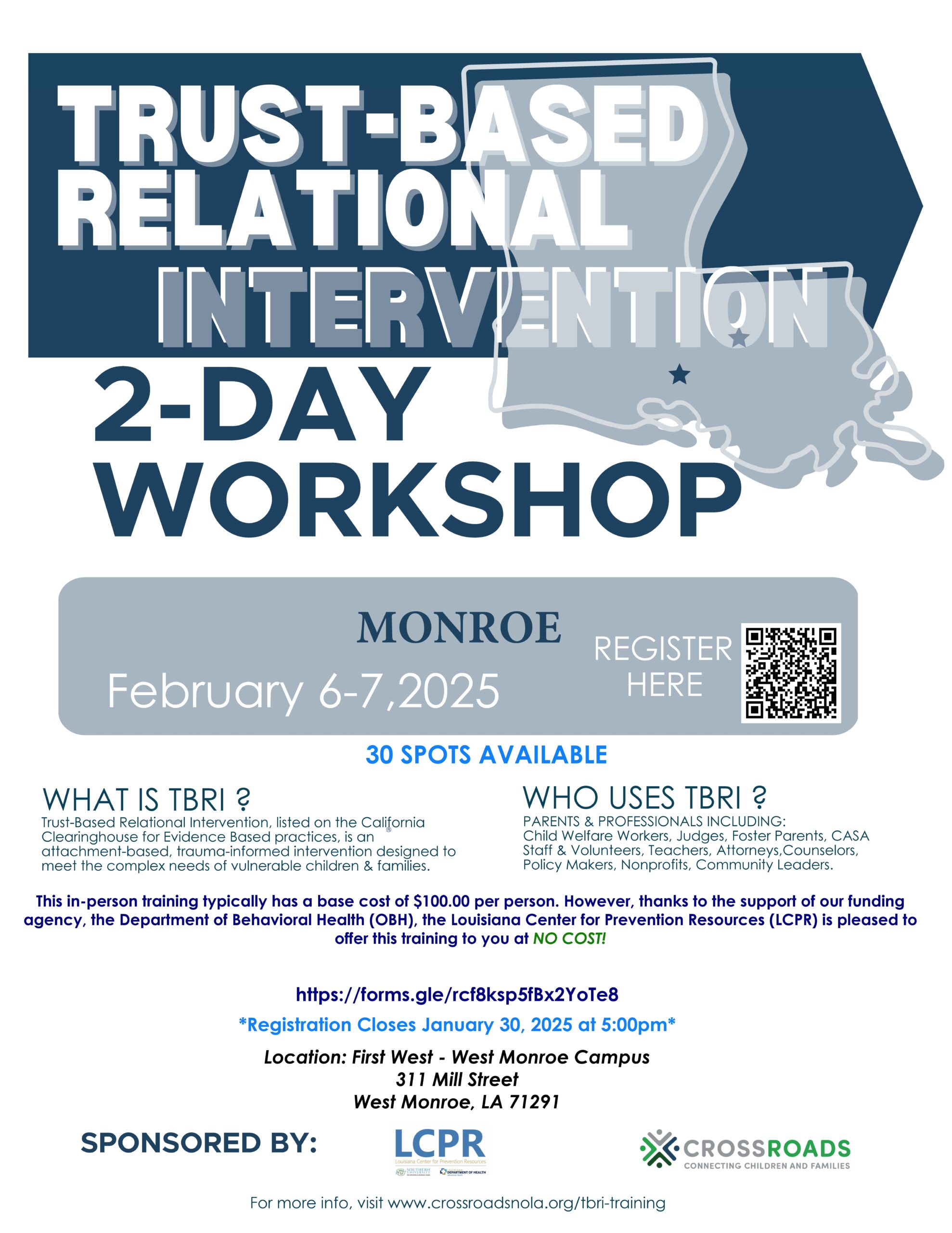 Trust Based Relationship Intervention (TBRI) qr - LCPR event